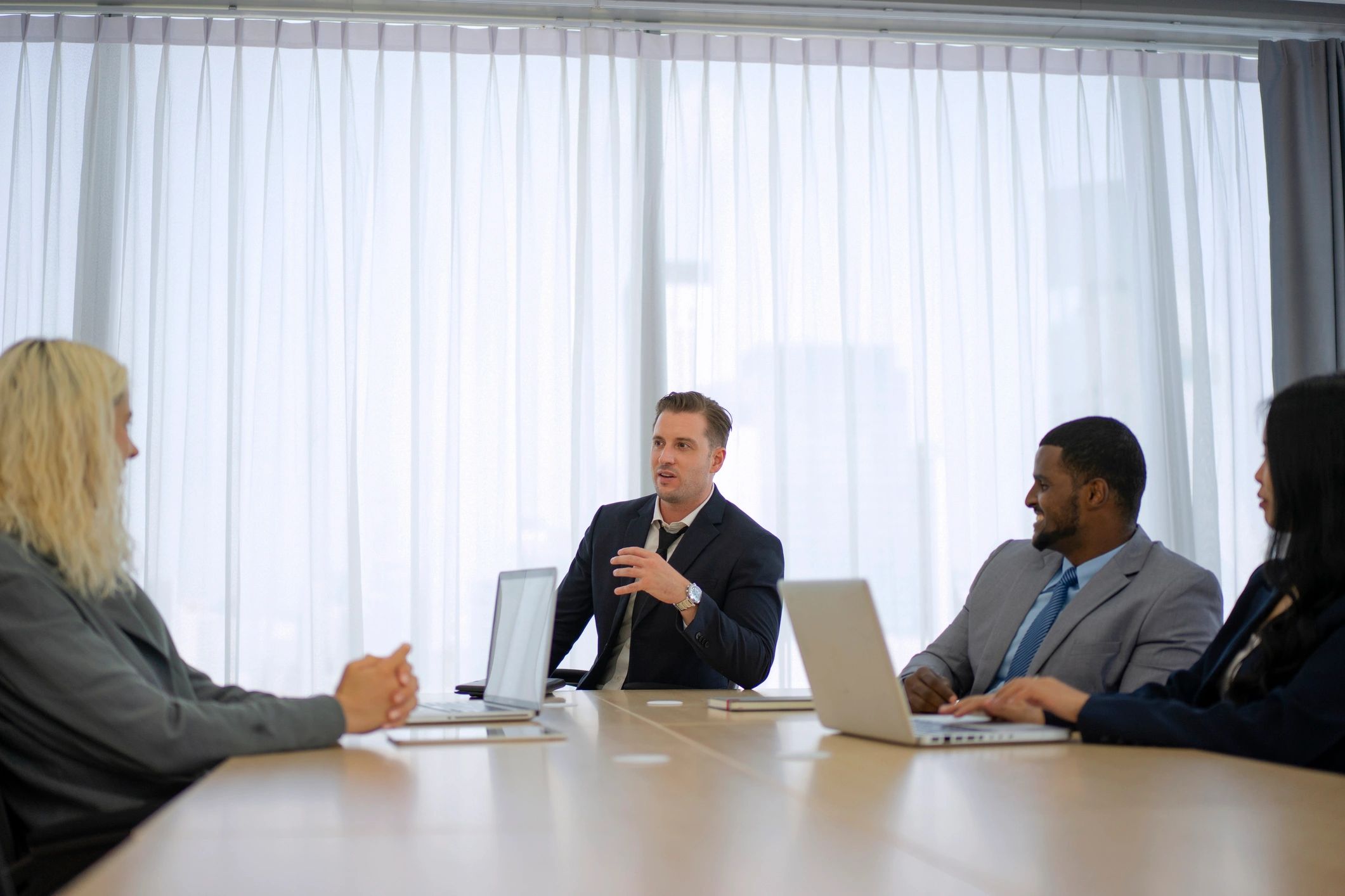 Professionals meeting in a modern training room
