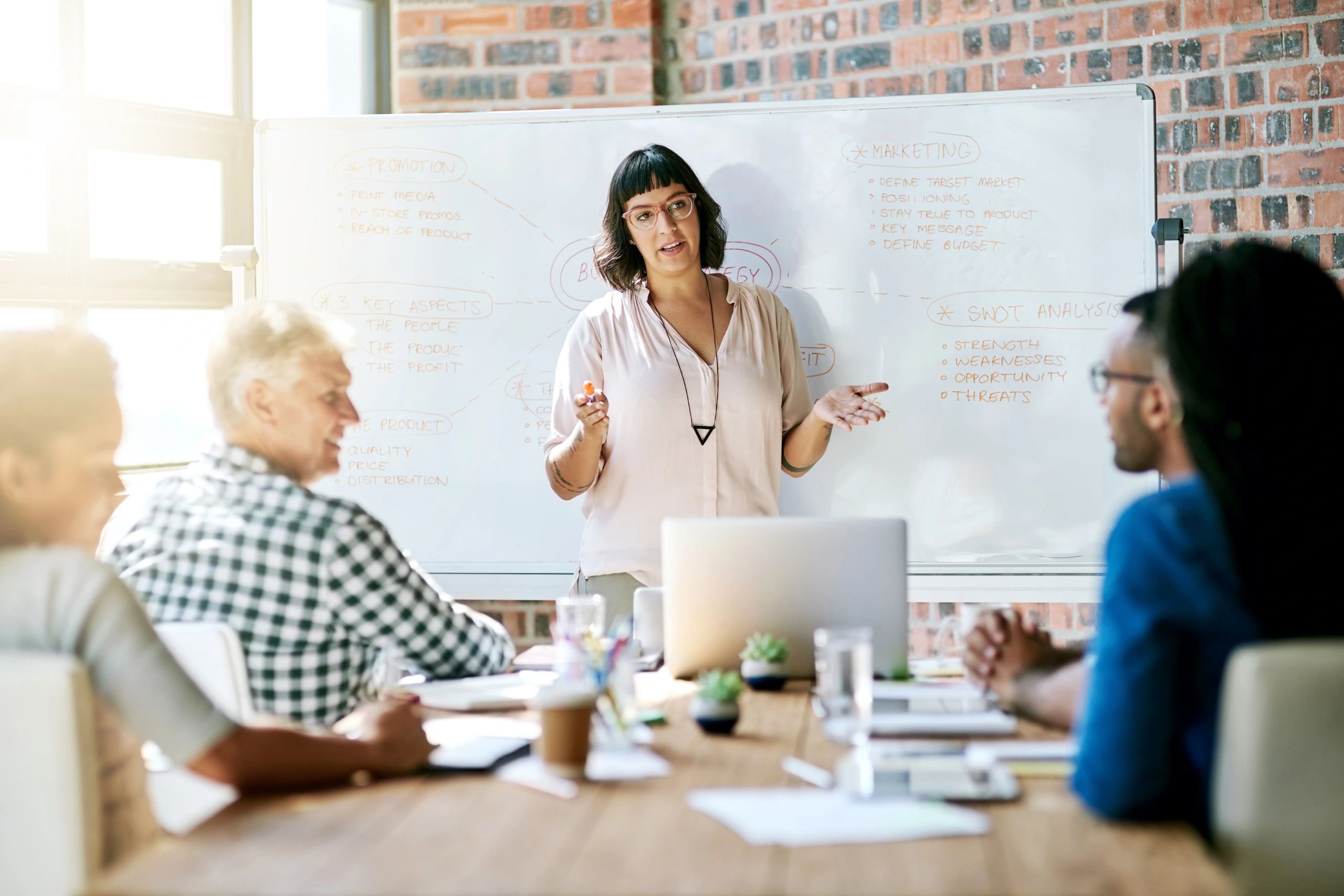 Business presentation focused on customer-centered thinking